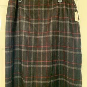 Talbots Gray and Pink Plaid Pencil Skirt